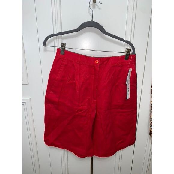 Women's Medium Shorts 2 Piece Set Geranium Red & Animal Print Casual - Picture 2 of 15
